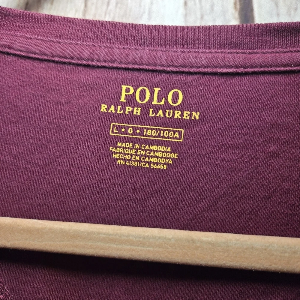 Polo by Ralph Lauren Men's Burgundy Long Sleeve Shirt Size Large